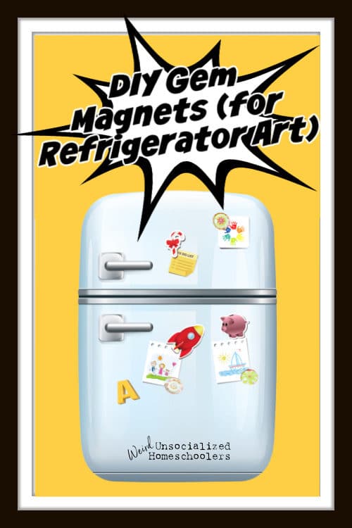 refrigerator with magnets and art