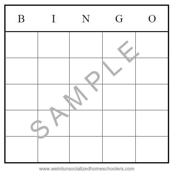 Printable Bingo Card