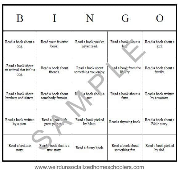 Printable Reading Bingo Card