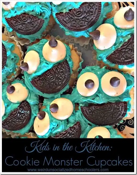Kids in the Kitchen: Cookie Monster Cupcakes