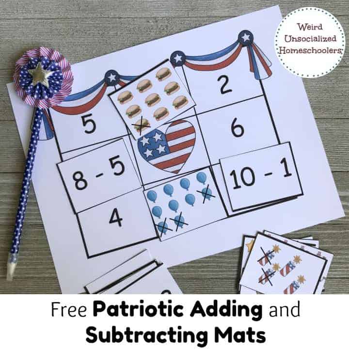 Free Patriotic Adding and Subtracting Mats