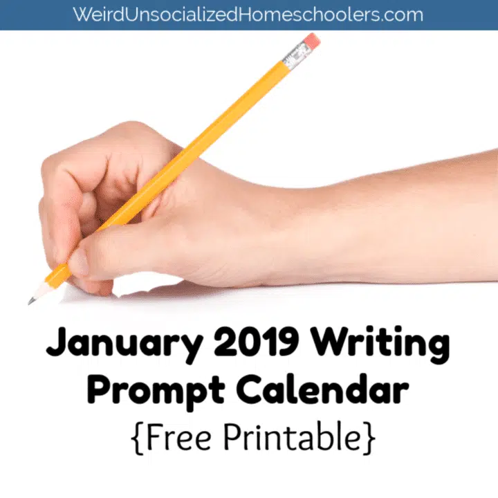 January 2019 Writing Prompt Calendar {Free Printable}