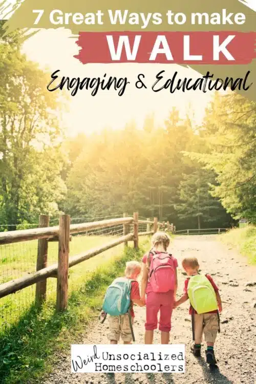 Sometimes a good old walk around the neighborhood or at a park is just what’s needed to take a break from schoolwork. Today we are sharing seven of our favorite ways to make walks interesting, educational, and lots of fun for the entire family.