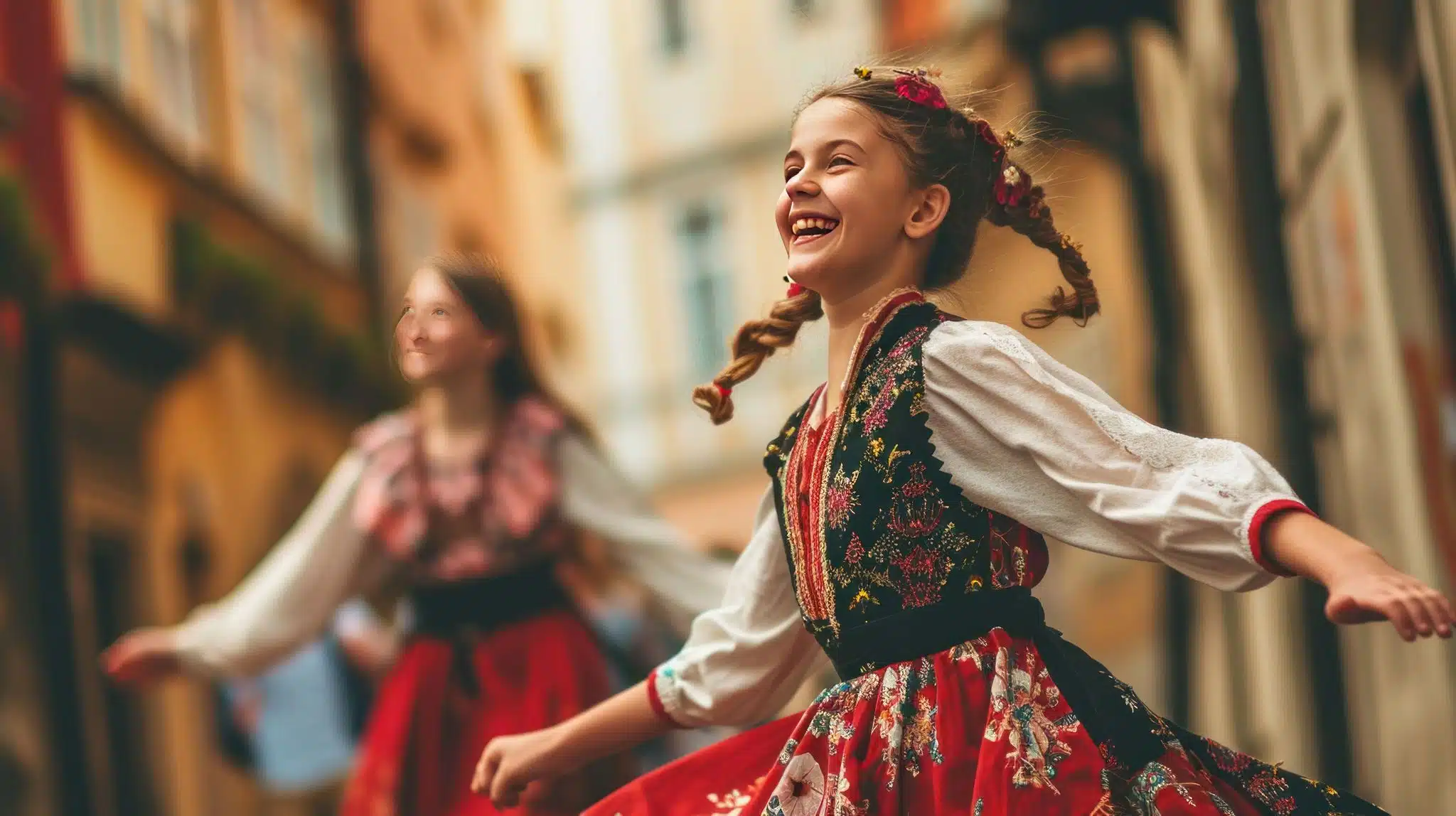homeschoolers in Prague style dress